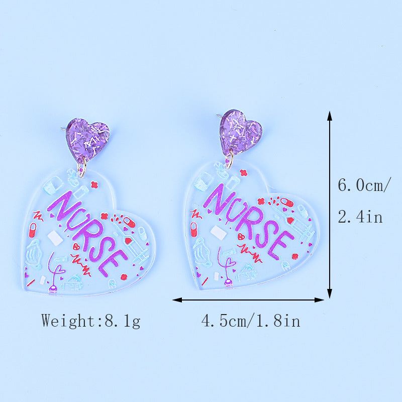 Wholesale Nurses' Day Pink Blue Nurse Uniform Nurse Cap Stethoscope Nurse Syringe Earrings